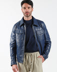 Shirt model leather jacket - Blue