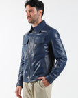 Shirt model leather jacket - Blue