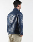 Shirt model leather jacket - Blue