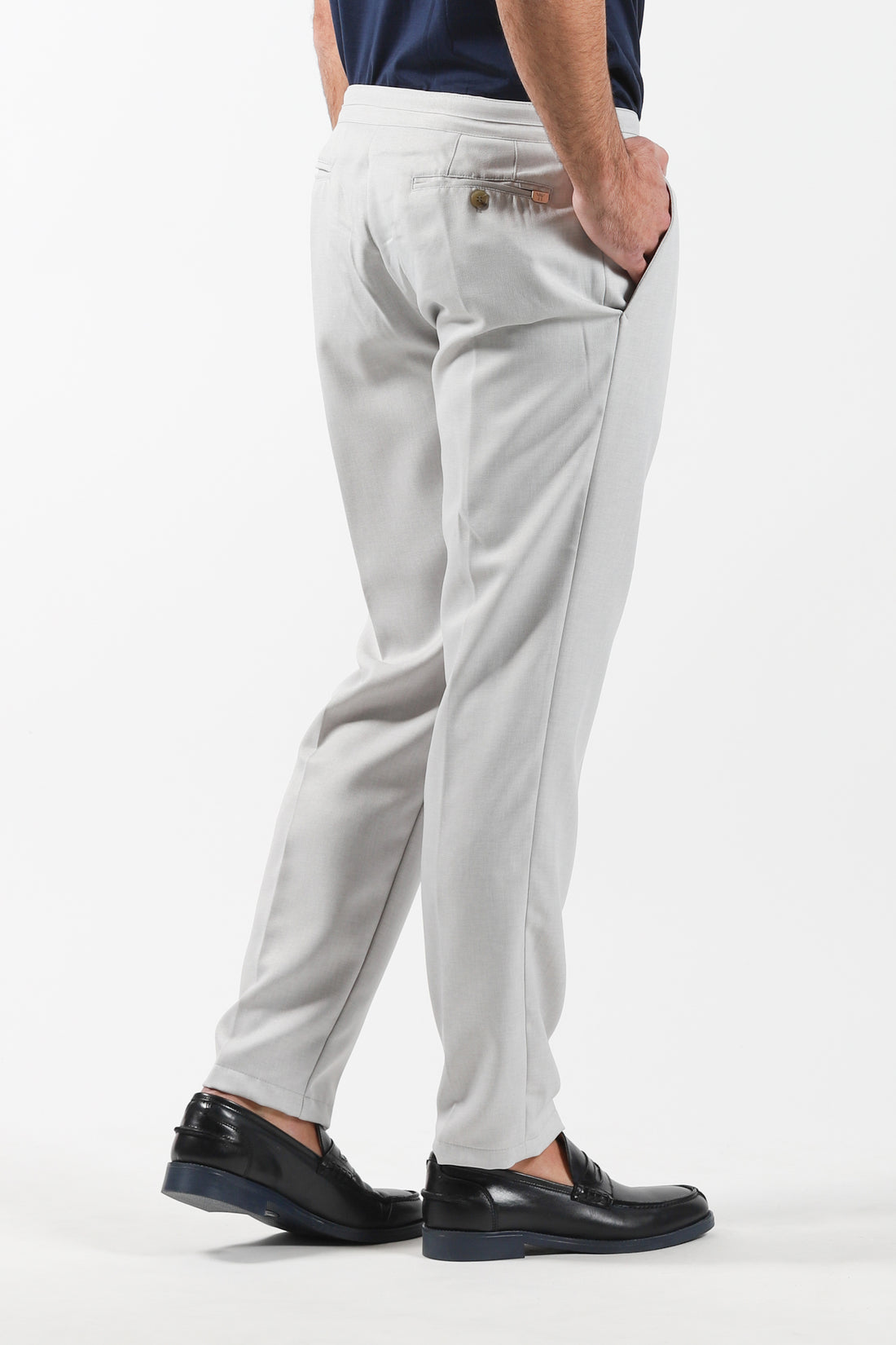 Trousers with lace in linen effect fabric - Grey