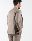 Single-breasted linen effect suit in Beige color