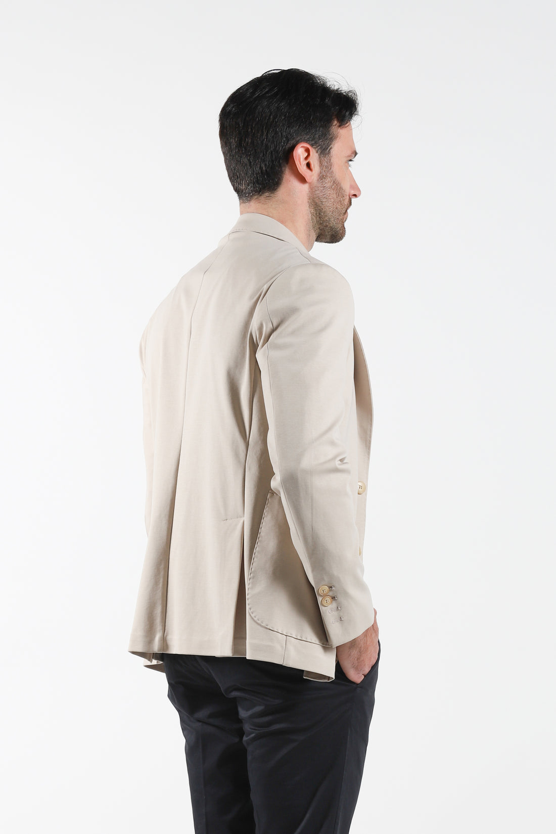 Single-breasted jacket Punto Milano elastic fabric - Sand