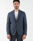 Striped effect single-breasted suit - Blue