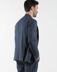 Striped effect single-breasted suit - Blue