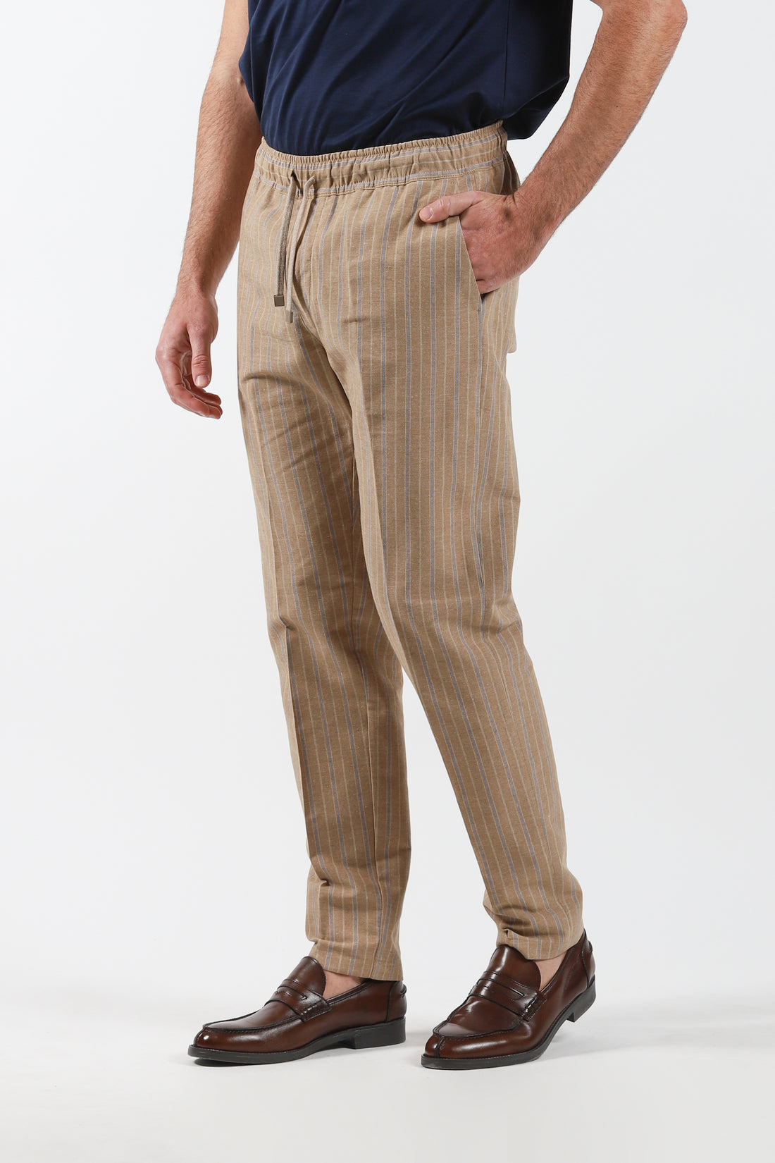 Pants in striped cotton - Mud