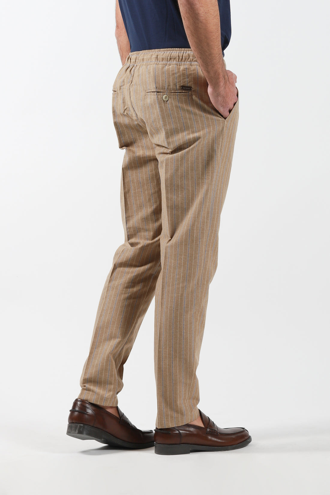 Pants in striped cotton - Mud
