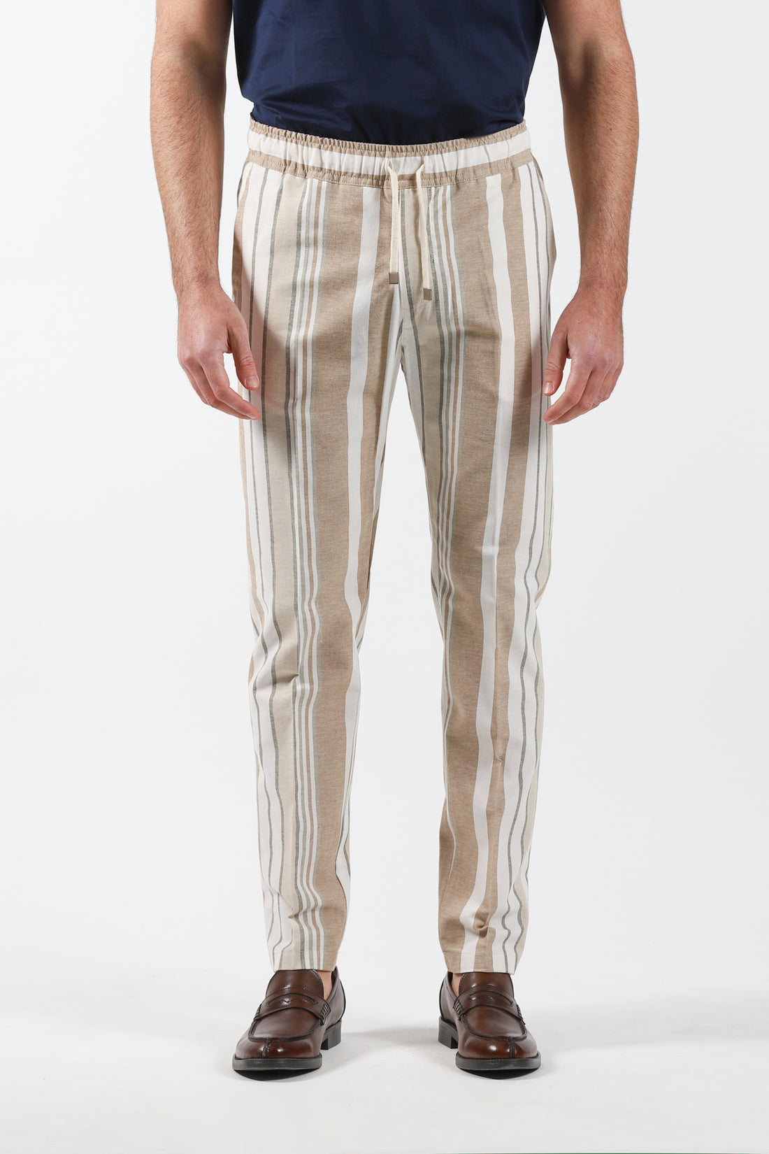 Pants in striped cotton