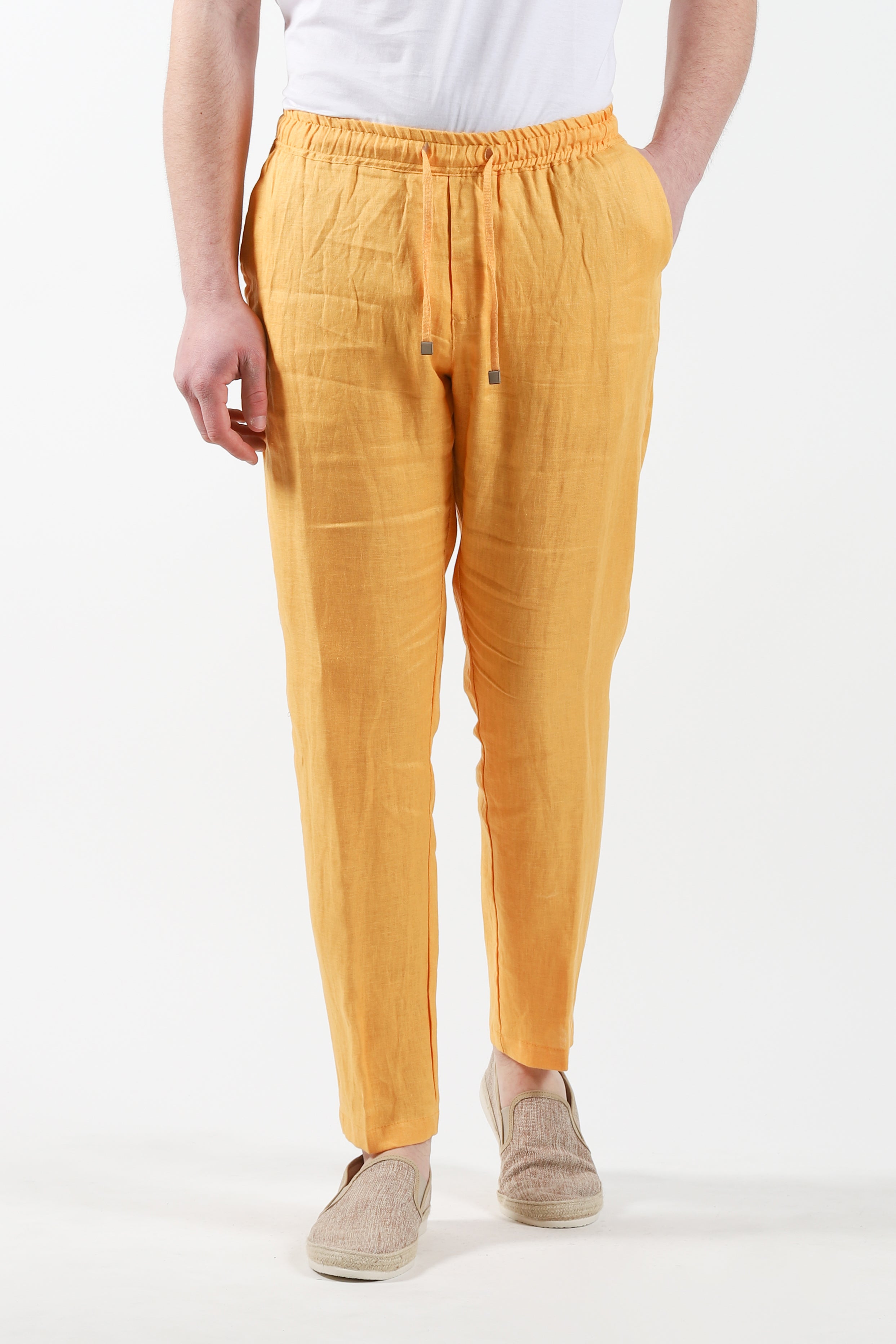 Yellow ochre contrast yoke block printed kurta and trouser with dupatta -  Set of three by Half Full Half Empty | The Secret Label