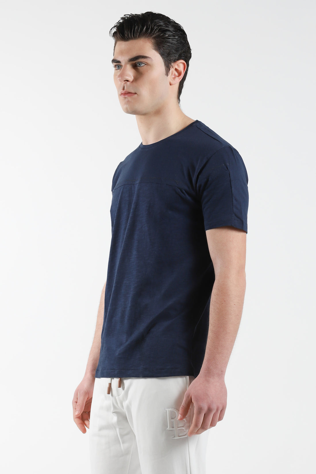 T-Shirt giro collo con stampa colore su colore - Blue