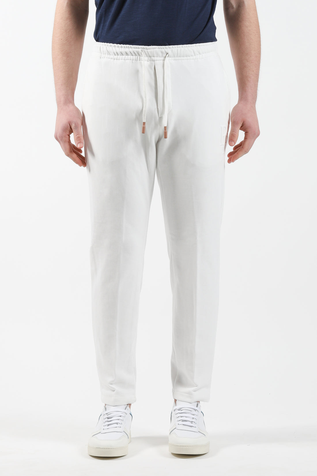 Tracksuit trousers with embossed logo drawstring Cream
