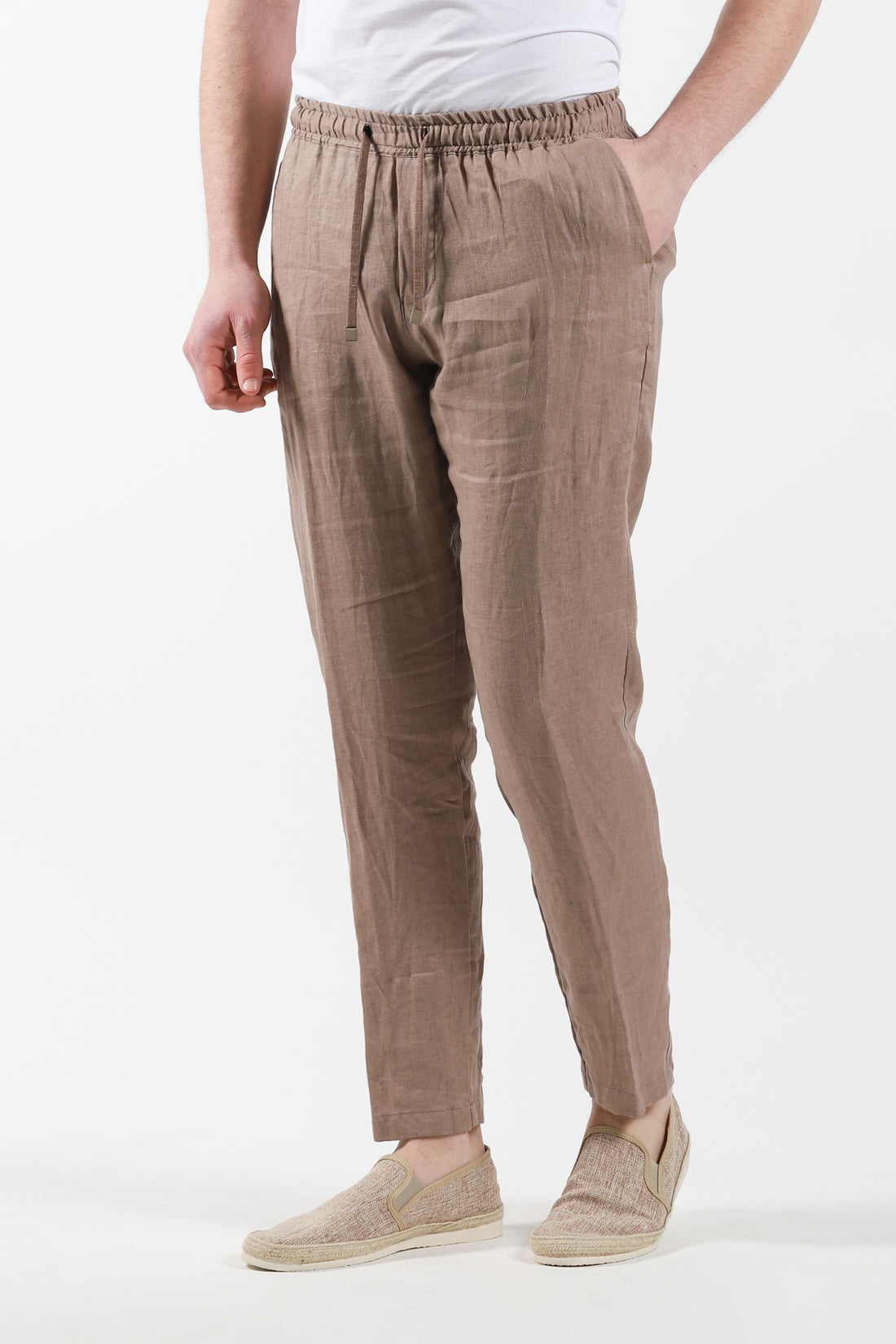 Linen pant with drawstring - Beige