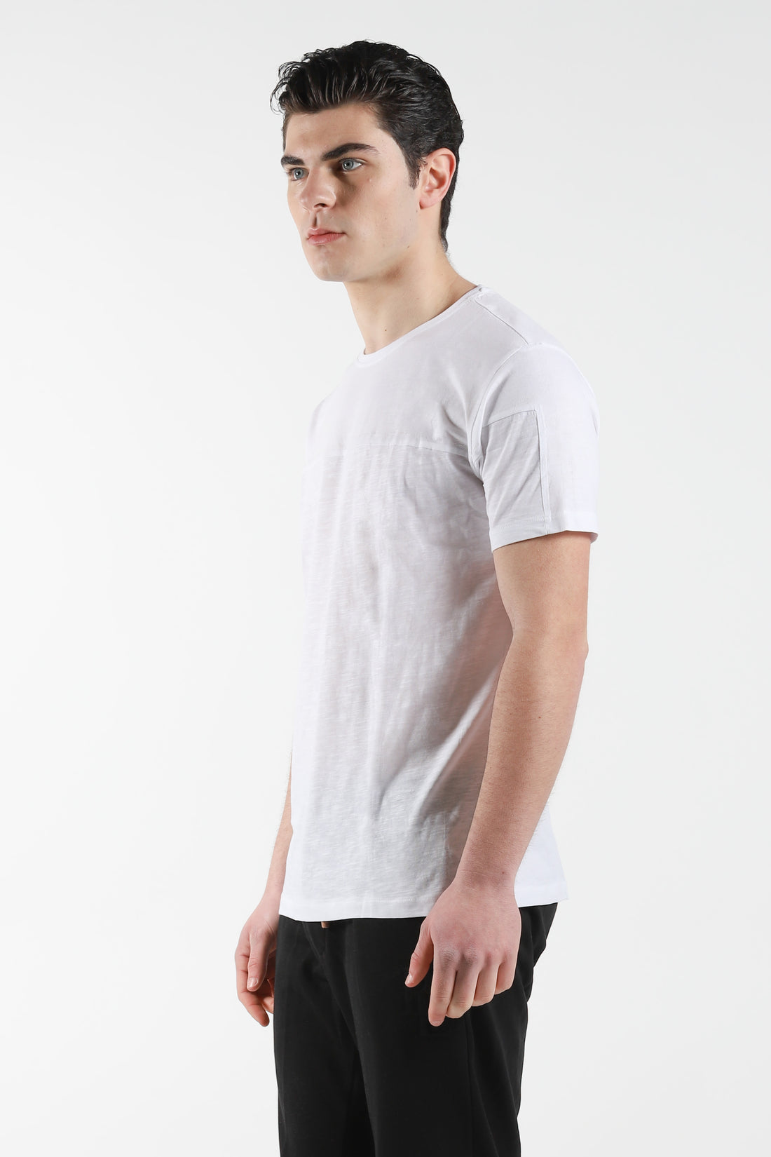 Round neck T-Shirt with color on color print - White