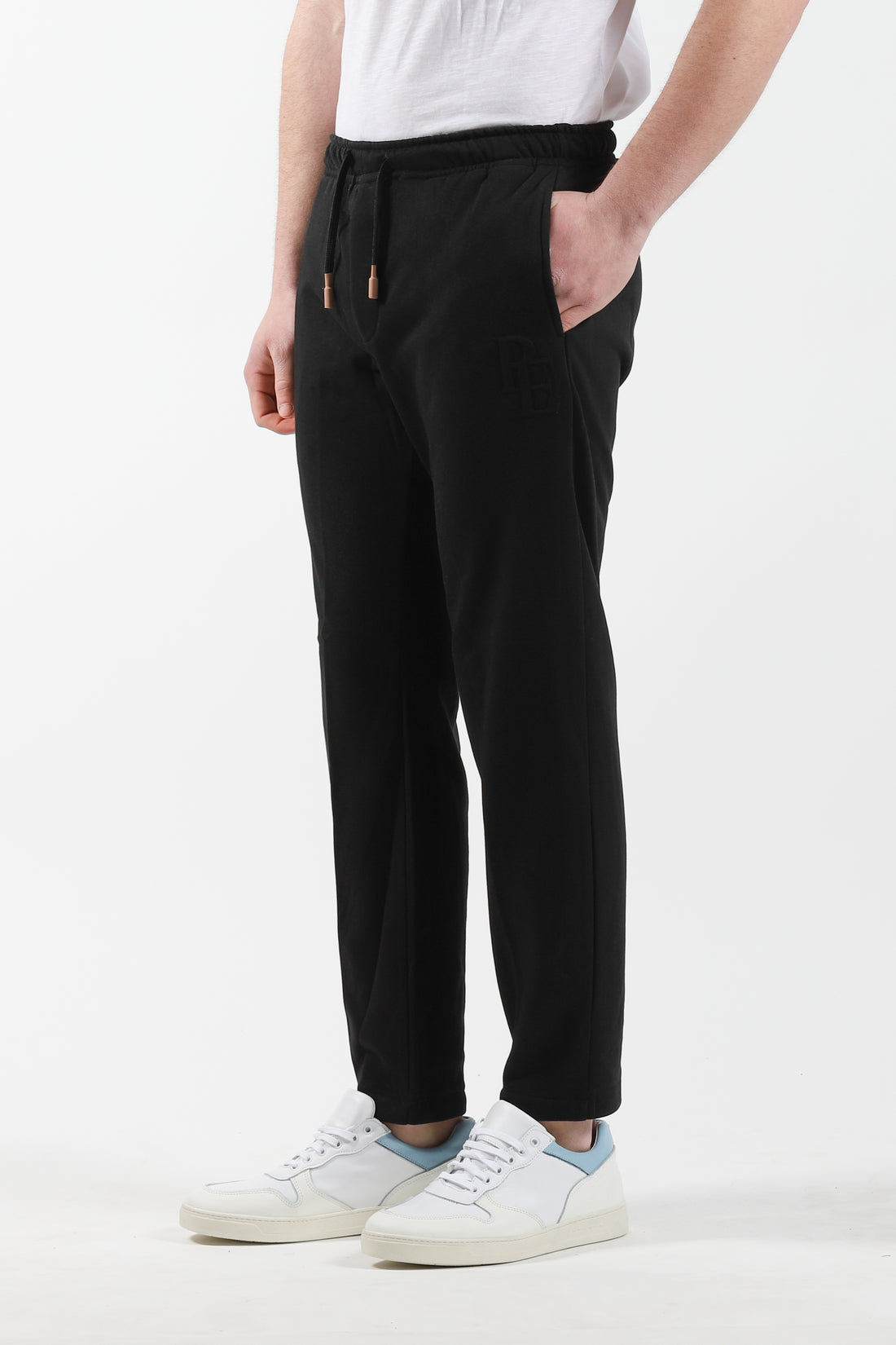 Tracksuit trousers with embossed logo drawstring Black