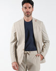 Striped effect single-breasted suit - Sand