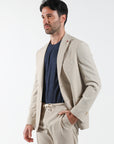 Striped effect single-breasted suit - Sand