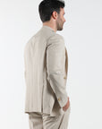 Striped effect single-breasted suit - Sand