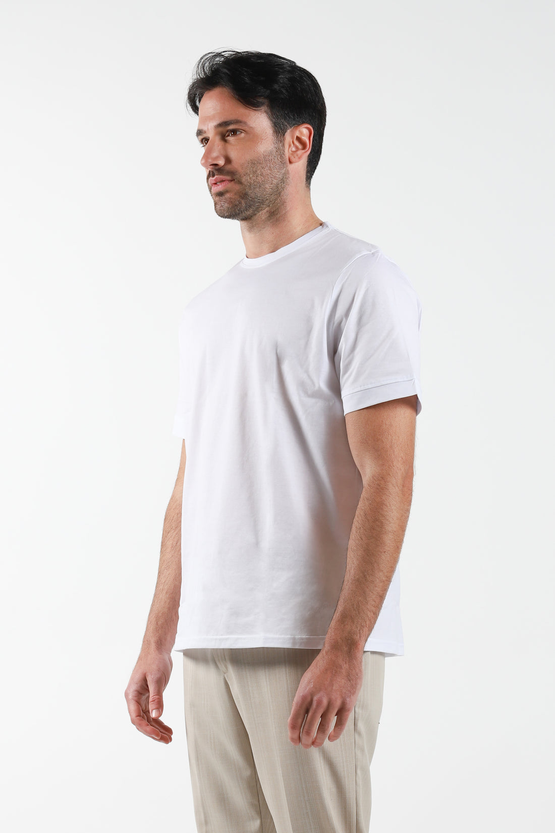 T-Shirt giro collo Filo di Scozia - Bianco