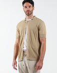 Knitted half sleeve shirt - Beige