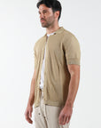 Knitted half sleeve shirt - Beige