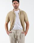 Knitted half sleeve shirt - Beige