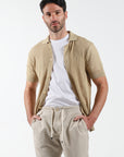 Knitted half sleeve shirt - Beige