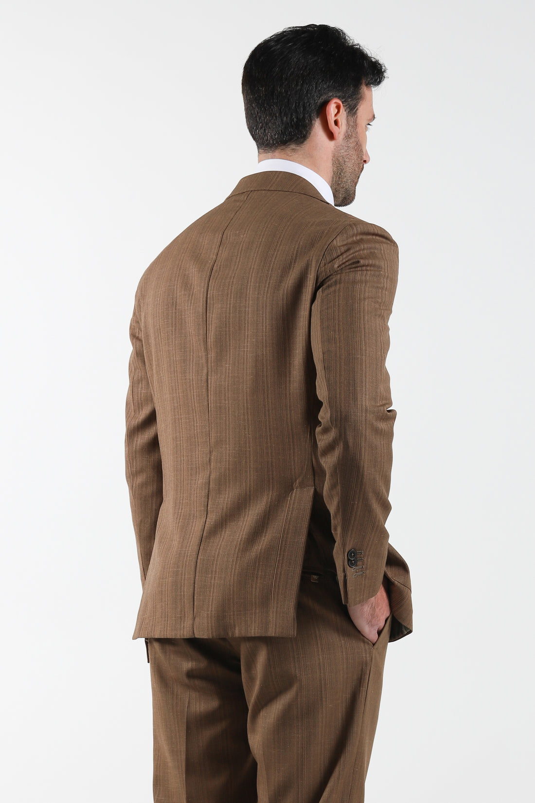 Striped effect single-breasted suit - Moro